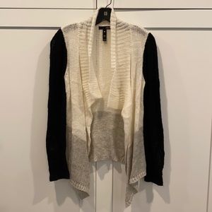 Aqua brand cardigan in black, ivory, and grey